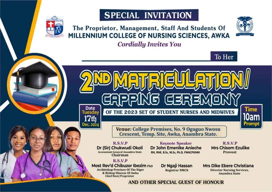 Millennium College of Nursing Sciences, Awka 2024 Matriculation/Capping Ceremony